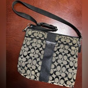 Coach Black and Grey Signature Canvas Crossbody Bag